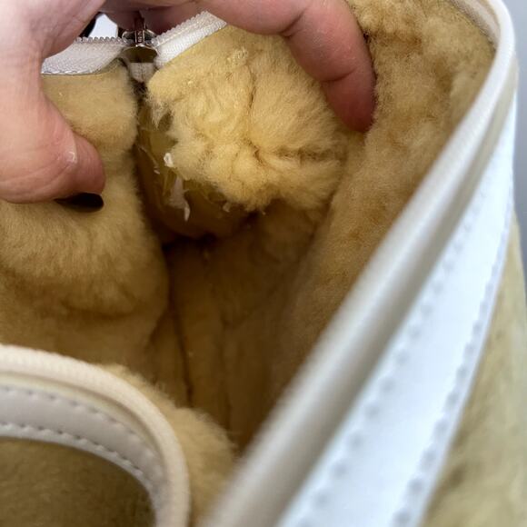 Ugg Australia Shearling Suede Shoulder Bag Yellow White Trim Y2K - Picture 8 of 8